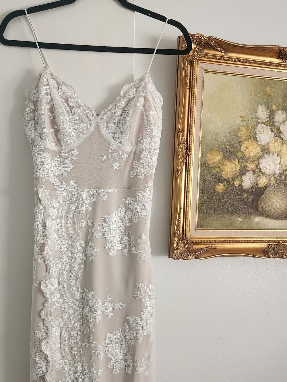 D&M Ivory Lace Embellished Slip Dress